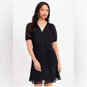 Loft petite ruched little black dress - never worn